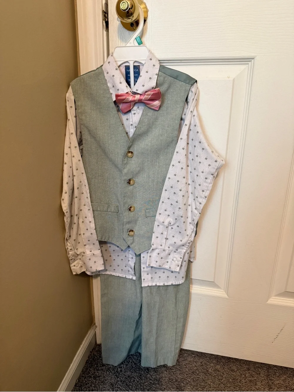 Boys size 7 Nautica sage green formal suit